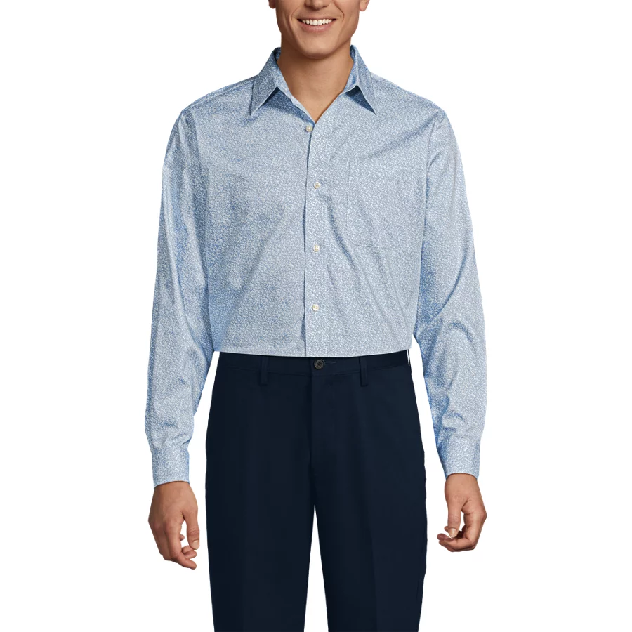 Men's Solid No Iron Supima Pinpoint Straight Collar Dress Shirt view 2