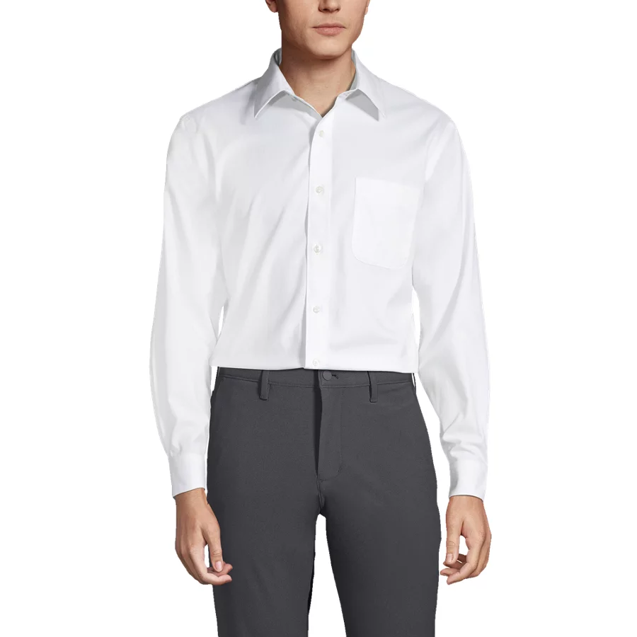 Men's No Iron Supima Cotton Pinpoint Straight Collar Dress Shirts view 2