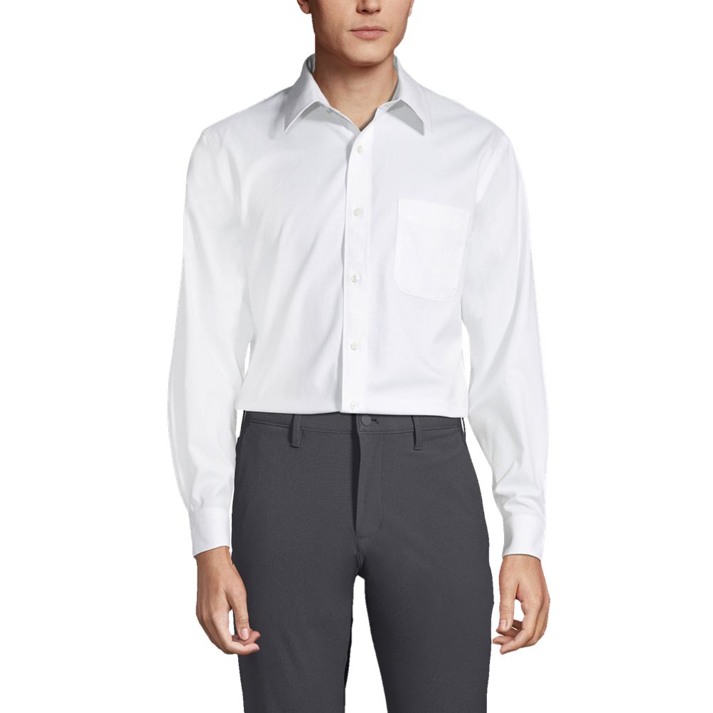 Non-Iron Supima White Pinpoint Office Button Down Shirt