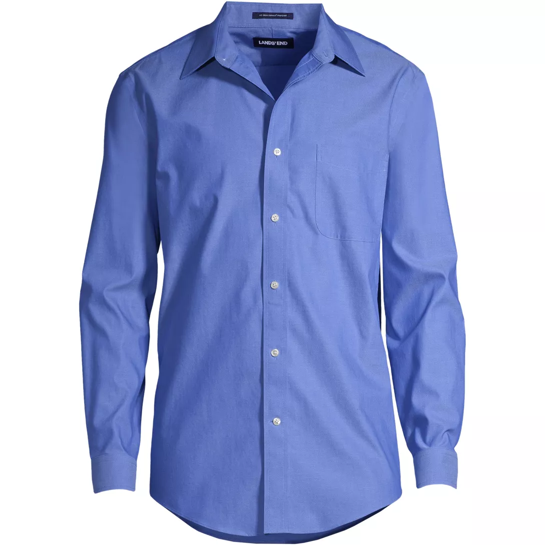 Men's Solid No Iron Supima Pinpoint Straight Collar Dress Shirt
