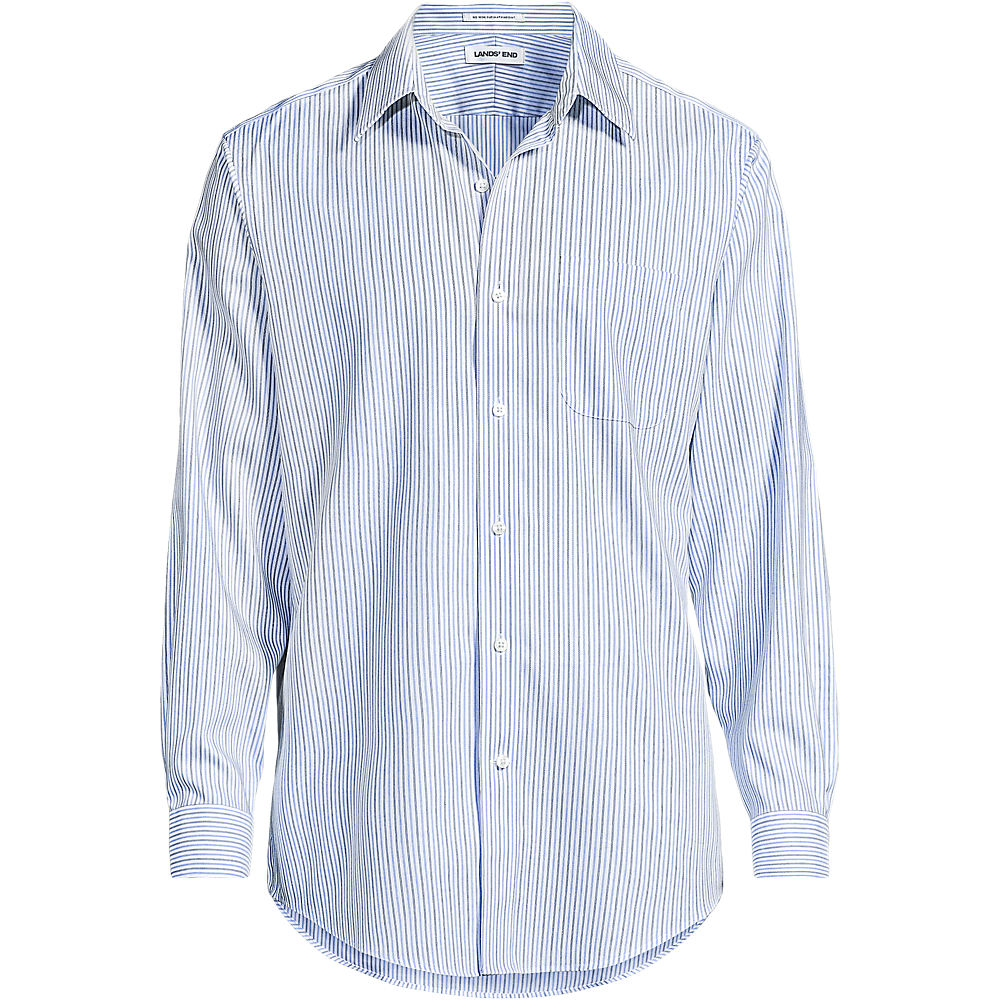 Non-iron Pinpoint Shirt, Traditional Fit, Men, size: 15½/34, regular, Blue, Cotton, by Lands' End