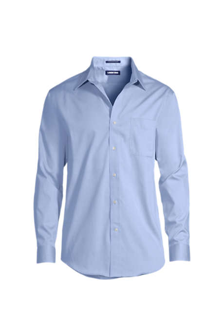 Men's Solid No Iron Supima Cotton Pinpoint Straight Collar Dress Shirt