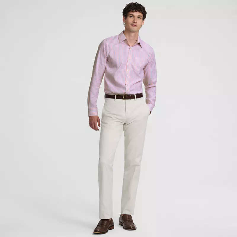 Men's Tall No Iron Supima Cotton Pinpoint Straight Collar Dress Shirt, alternative image