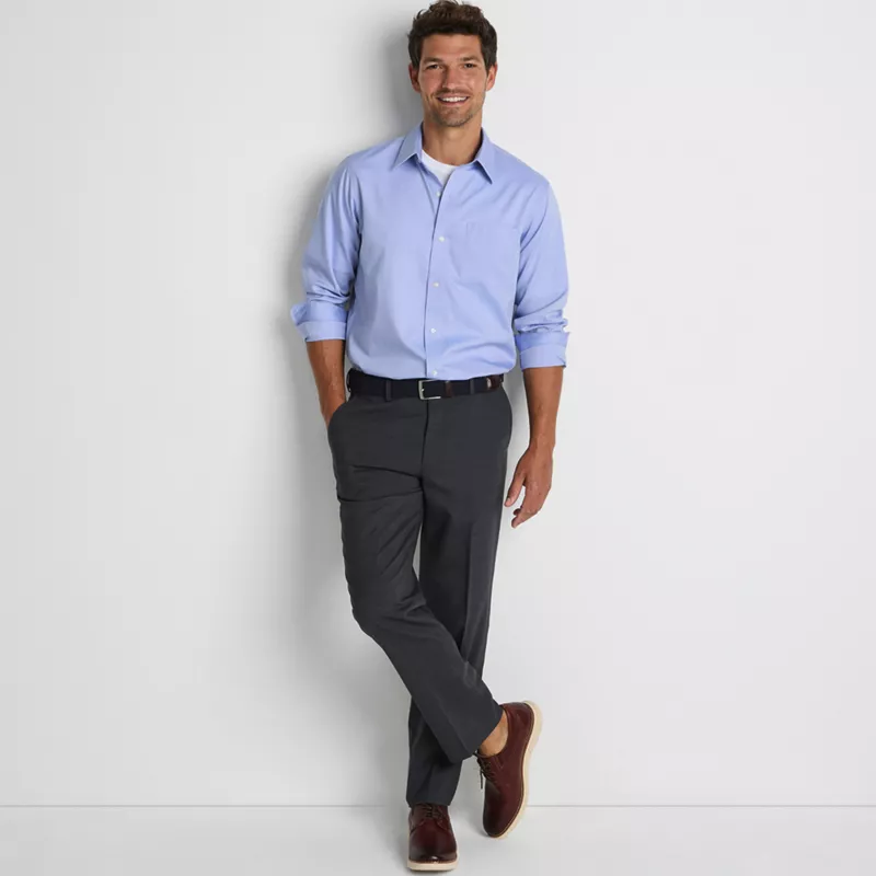 Men's No Iron Supima Cotton Pinpoint Straight Collar Dress Shirt, alternative image