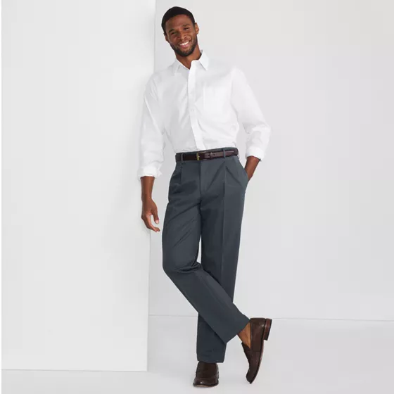 Men's No Iron Supima Cotton Pinpoint Straight Collar Dress Shirts - primary