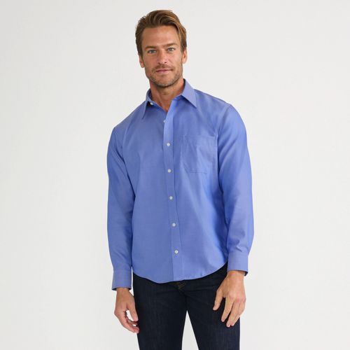  Lands' End Classic Fit. Klassik-kragen. Bügelleichtes Pinpointhemd, Herren, Größe:39 84 Regular, Blau, Baumwolle, By Lands' End 