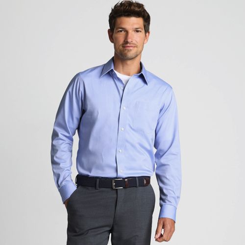  Lands' End Classic Fit. Klassik-kragen. Bügelleichtes Pinpointhemd, Herren, Größe:39 84 Regular, Blau, Baumwolle, By Lands' End 