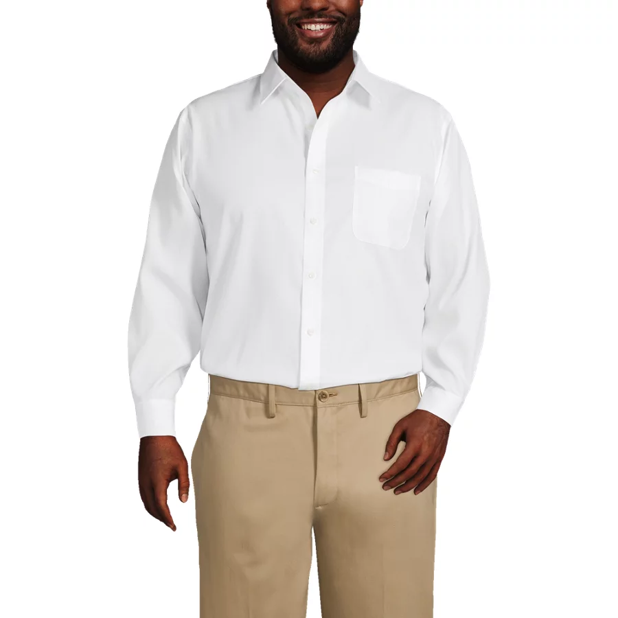 Men's No Iron Supima Cotton Pinpoint Straight Collar Dress Shirts view 3