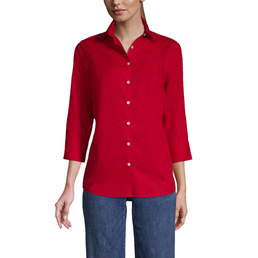 School Uniform Women's 34 Sleeve Broadcloth Shirt view 2
