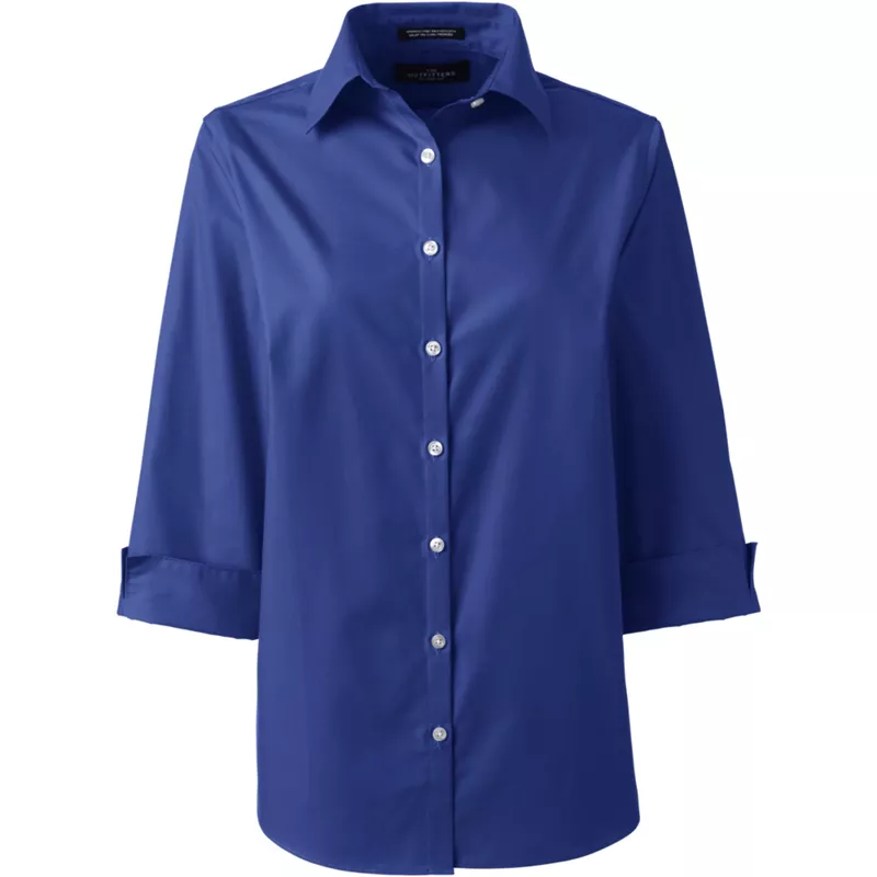 School Uniform Women's Petite 3/4 Sleeve Broadcloth Shirt, Front