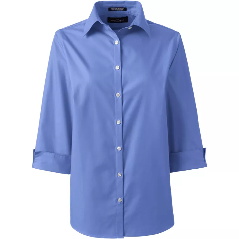 School Uniform Women's 3/4 Sleeve Broadcloth Shirt, Front