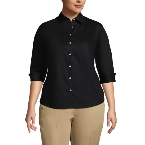 Women's Plus Size 3/4 Sleeve Broadcloth Shirt | Lands' End