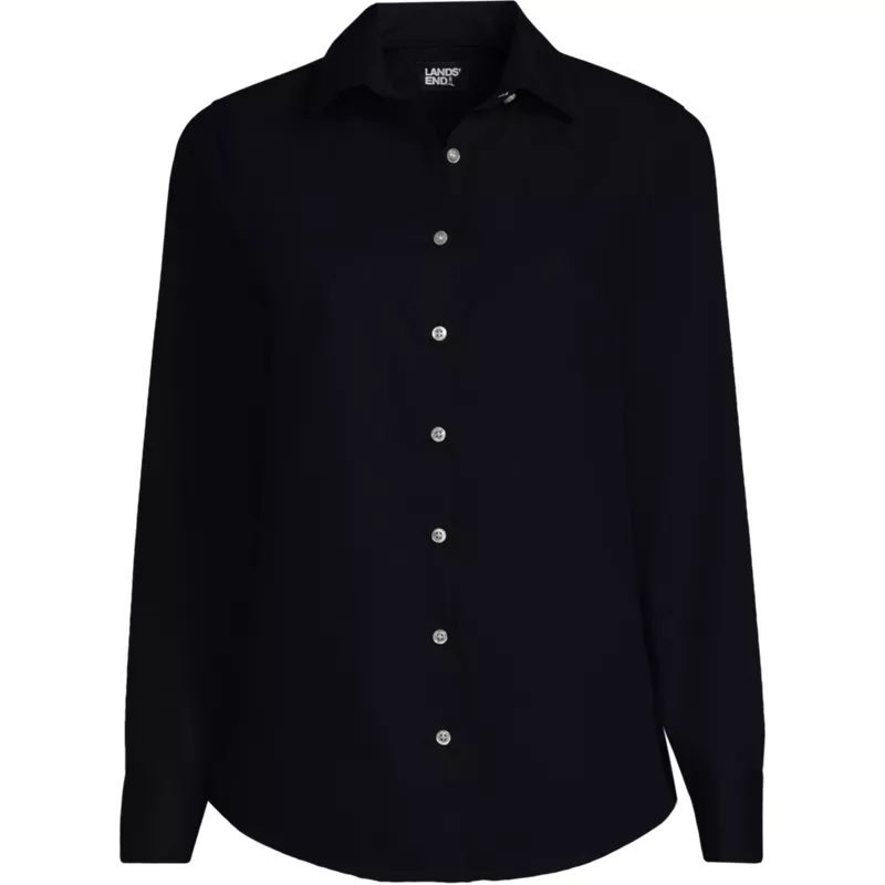 Women's Plus Size Long Sleeve Broadcloth Shirt, Front