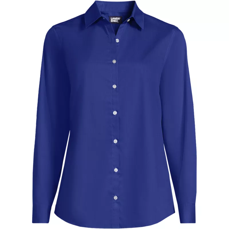 Women's Plus Size Long Sleeve Broadcloth Shirt, Front