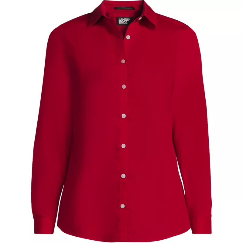 Women's Plus Size Long Sleeve Broadcloth Shirt, Front