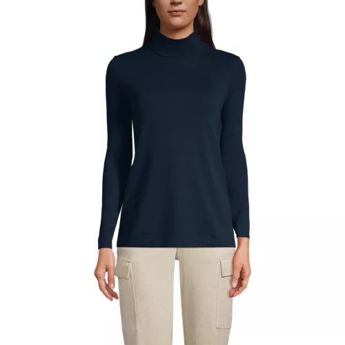 Women's Supima Cotton Fitted Long Sleeve Turtleneck, Front