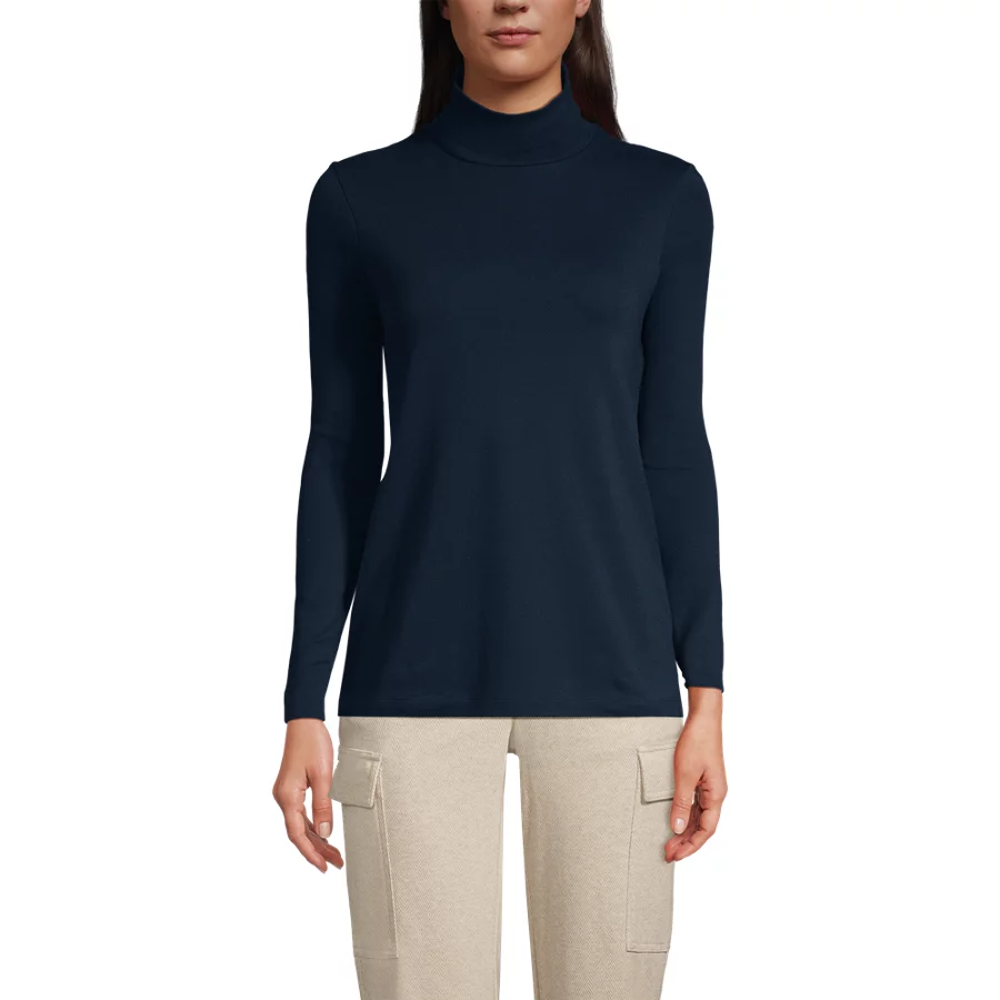 Women's Supima Cotton Fitted Long Sleeve Turtleneck