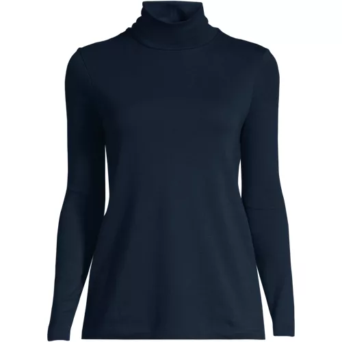 Women's Supima Cotton Fitted Long Sleeve Turtleneck, Front