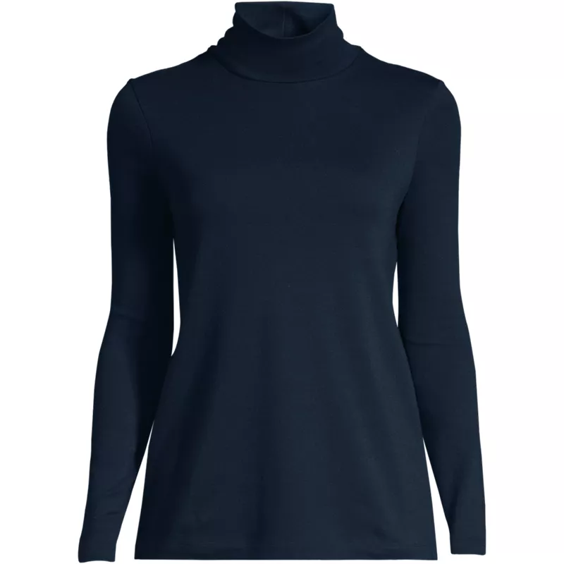Women's Plus Size Supima Cotton Fitted Long Sleeve Turtleneck, Front