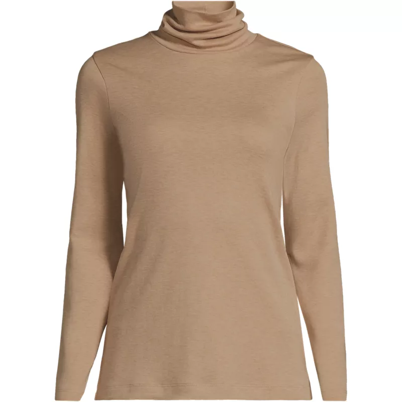Women's Supima Cotton Fitted Long Sleeve Turtleneck, Front