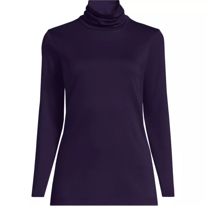Women's Supima Cotton Fitted Long Sleeve Turtleneck, Front