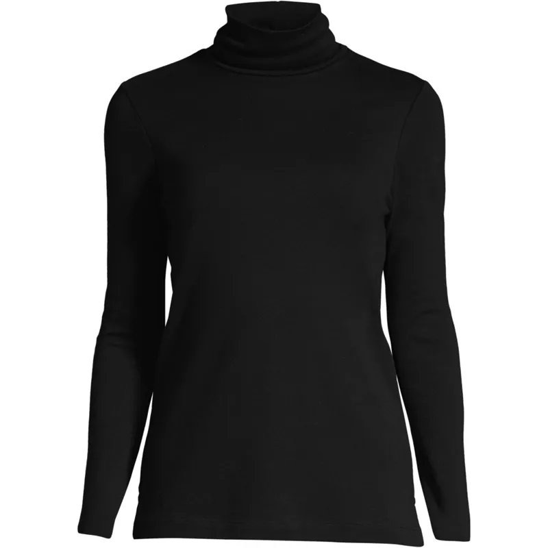 Women's Supima Cotton Fitted Long Sleeve Turtleneck, Front