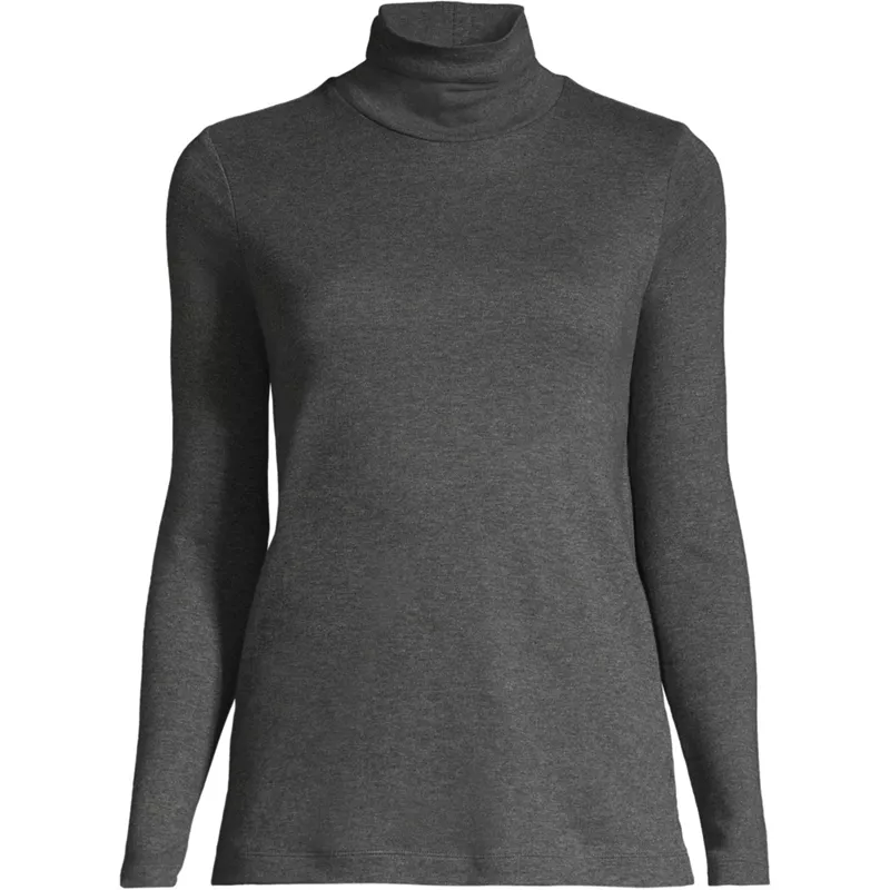 Women's Supima Cotton Fitted Long Sleeve Turtleneck, Front