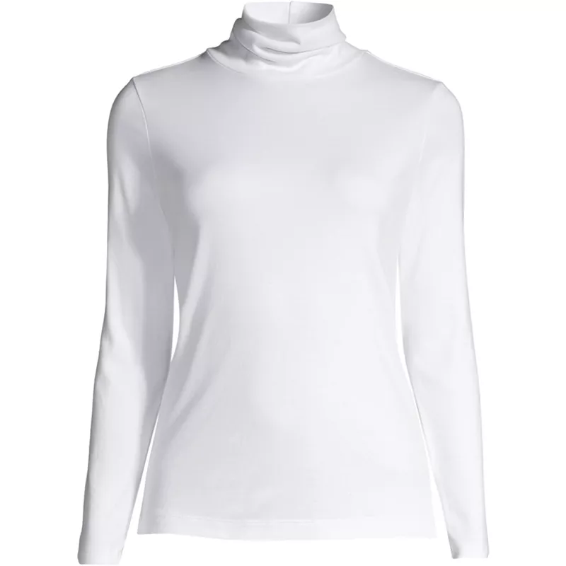 Women's Supima Cotton Fitted Long Sleeve Turtleneck, Front