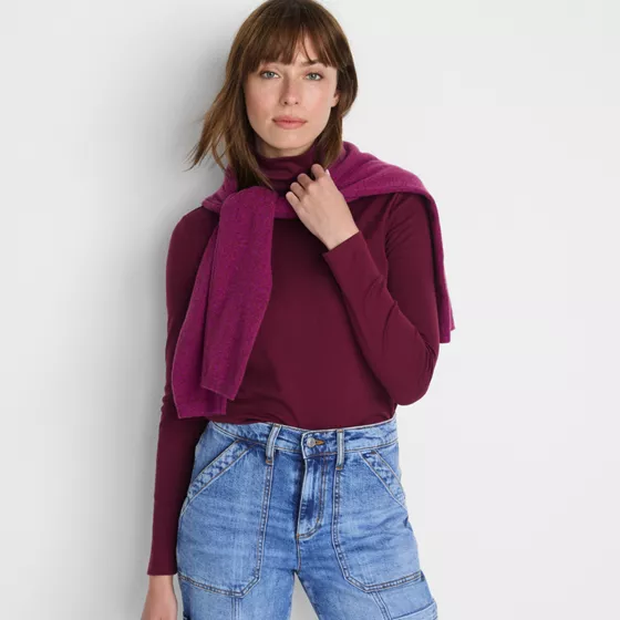 Women's Supima Cotton Fitted Long Sleeve Turtleneck - primary
