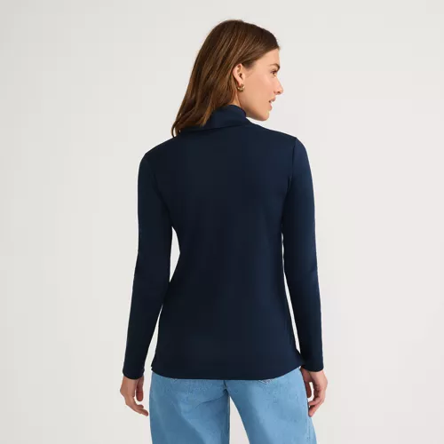 Women's Supima Cotton Fitted Long Sleeve Turtleneck, Back