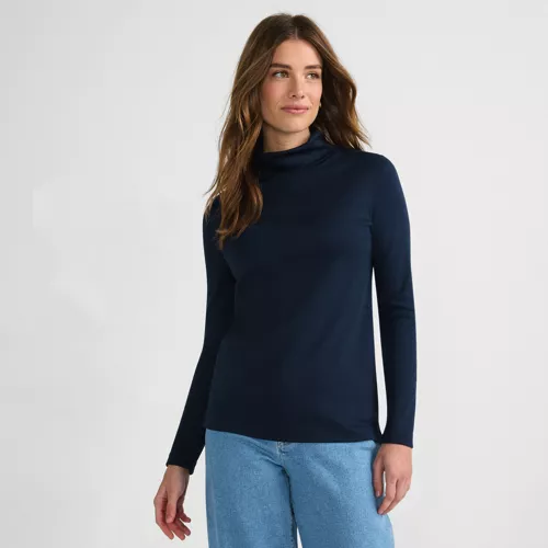 Women's Supima Cotton Fitted Long Sleeve Turtleneck, Front