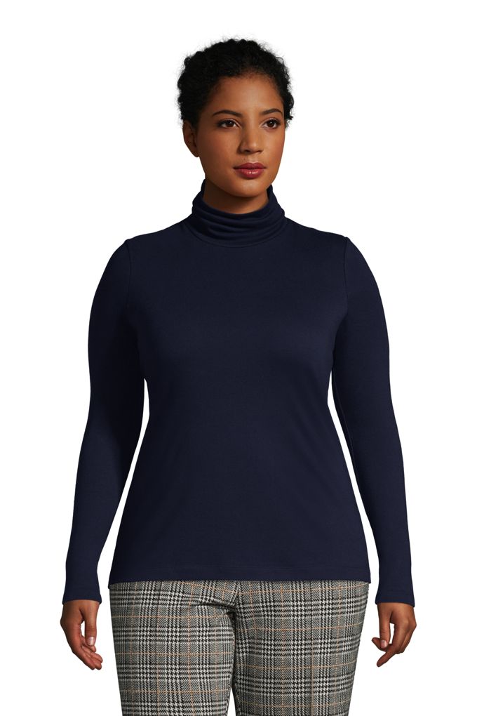 Lands' EndWomen's Shaped Supima Cotton Plus Size Turtleneck - Lands ...