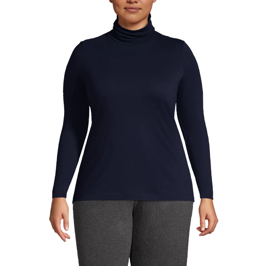 Women's Supima Cotton Fitted Long Sleeve Turtleneck view 2