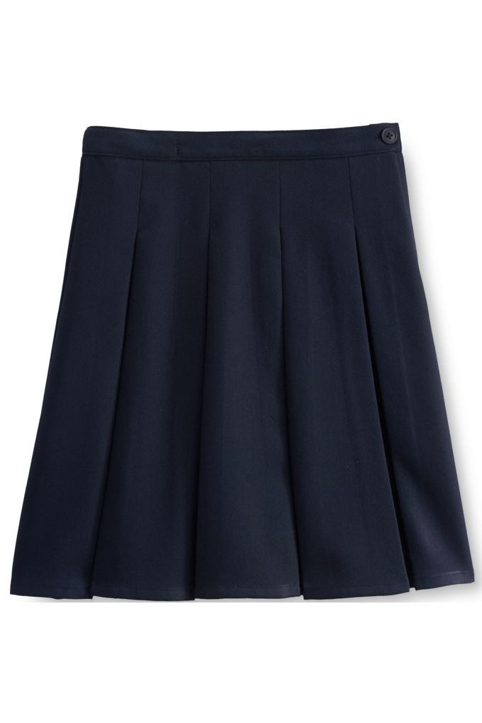 Juniors Solid Box Pleat Skirt Top of Knee - Lands' End - Blue - 1