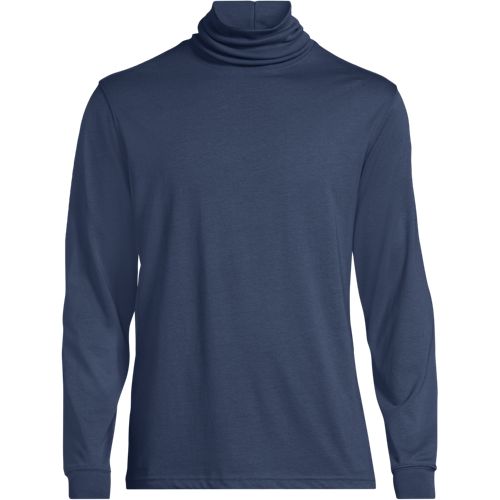 Super-T Roll Neck Top, Men, size: M, regular, Blue, Cotton, by Lands' End