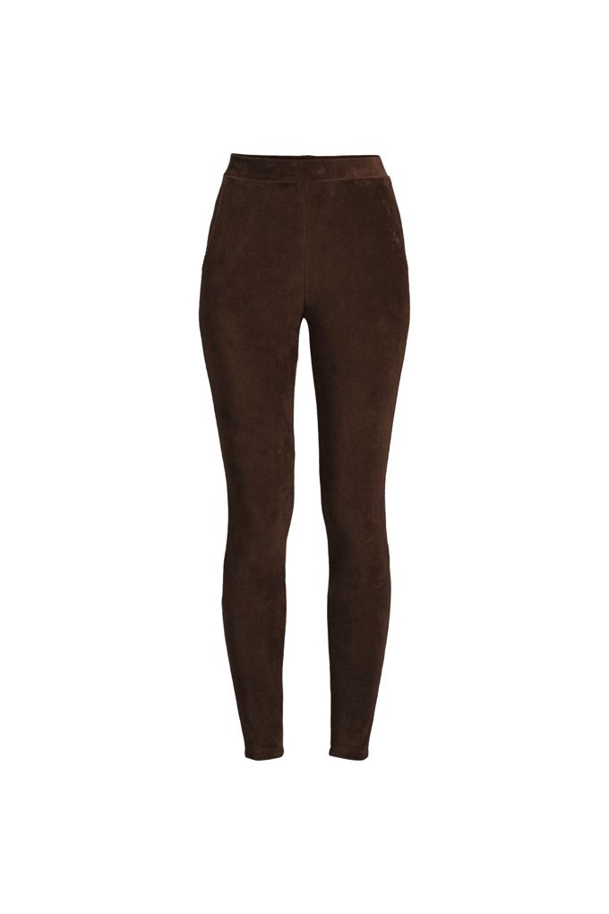 Lands' End Women's Plus Size Sport Knit High Rise Corduroy Leggings In Brown