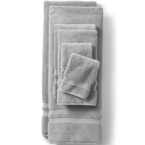 Lands' End Turkish Quick-Dry Cotton Bath Towel - Metal Gray