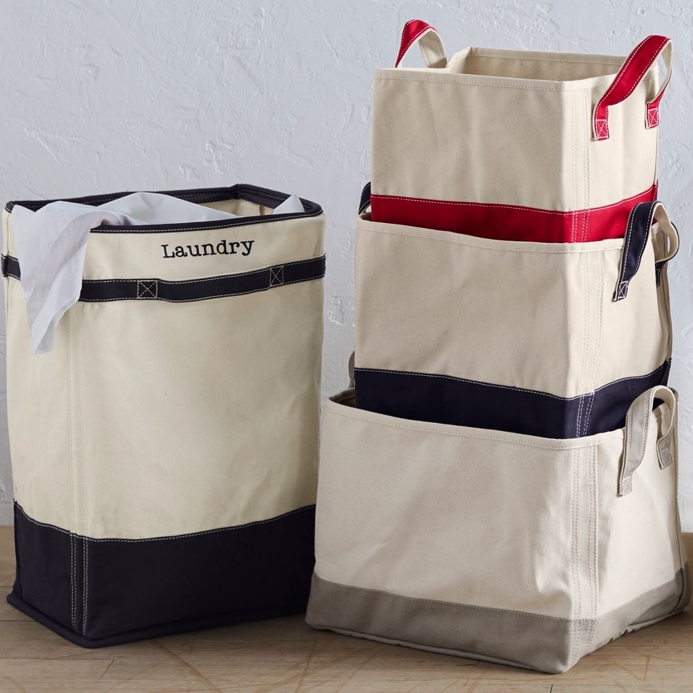 Canvas laundry discount tote with handles