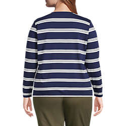Women's Plus Size Relaxed Supima Cotton Long Sleeve V-Neck T-Shirt, Back