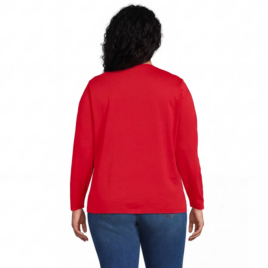Supima Cotton Long Sleeve V Neck T Shirt
