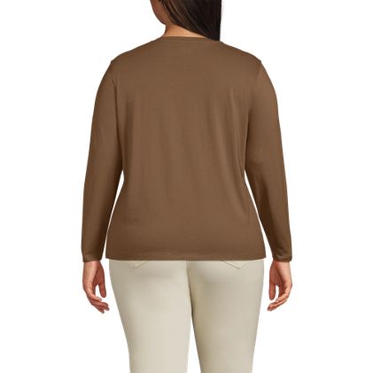 Women's Plus Size Relaxed Supima Cotton Long Sleeve V-Neck T-Shirt - image 2