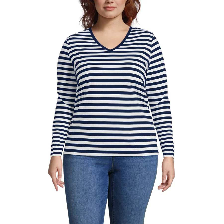 Women's Relaxed Supima V Neck T Shirt view 2