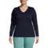 Women's Plus Size Relaxed Supima Cotton Long Sleeve V-Neck T-Shirt, Front