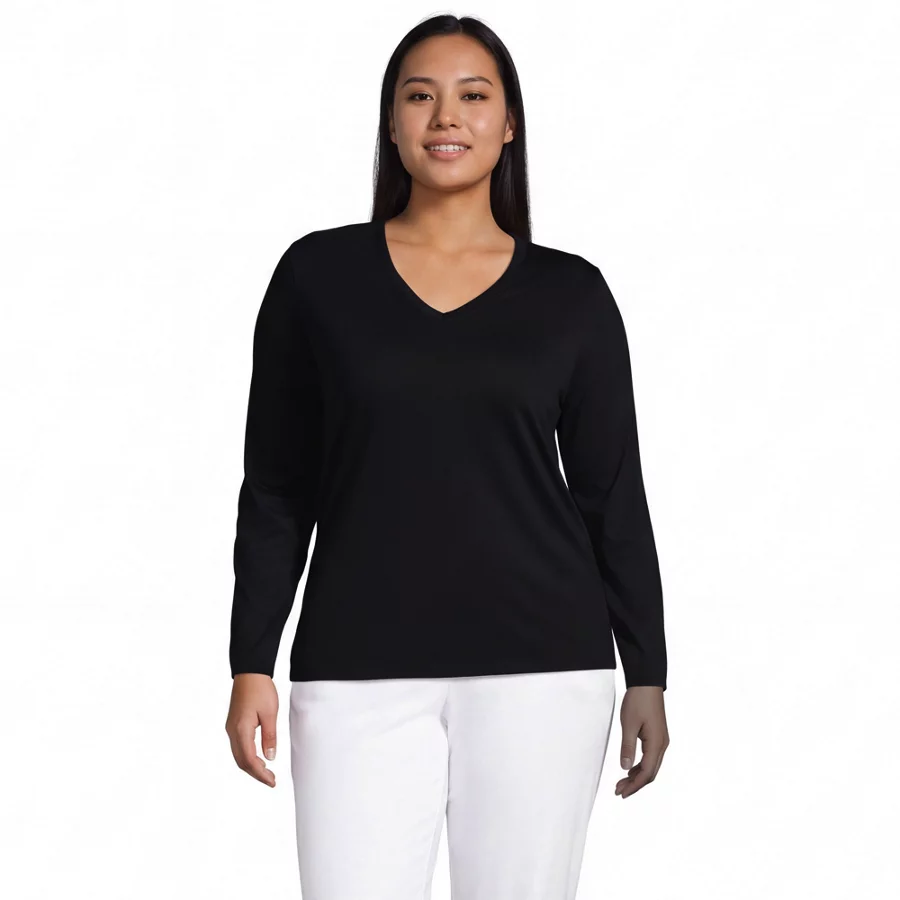 Supima Cotton Long Sleeve V Neck T Shirt view 3
