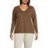 Women's Plus Size Relaxed Supima Cotton Long Sleeve V-Neck T-Shirt, Front