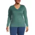 Plus Size Supima Cotton Long Sleeve V-Neck T-Shirt, Front