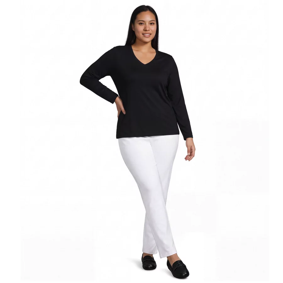 Supima Cotton Long Sleeve V Neck T Shirt view 7