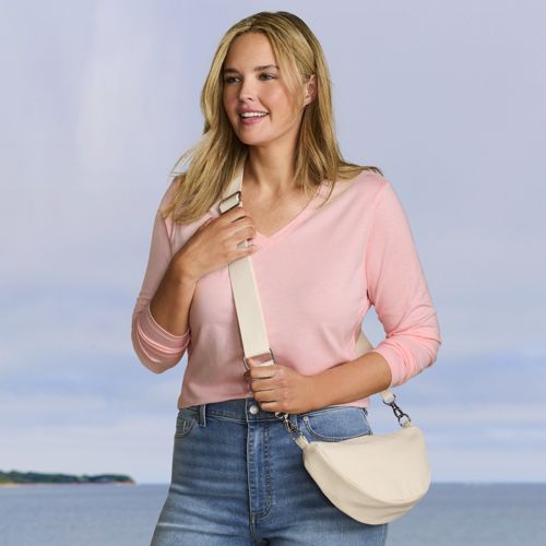 Supima Long Sleeved T-shirt, Women, size: 1X, plus, Pink, Cotton, by Lands' End