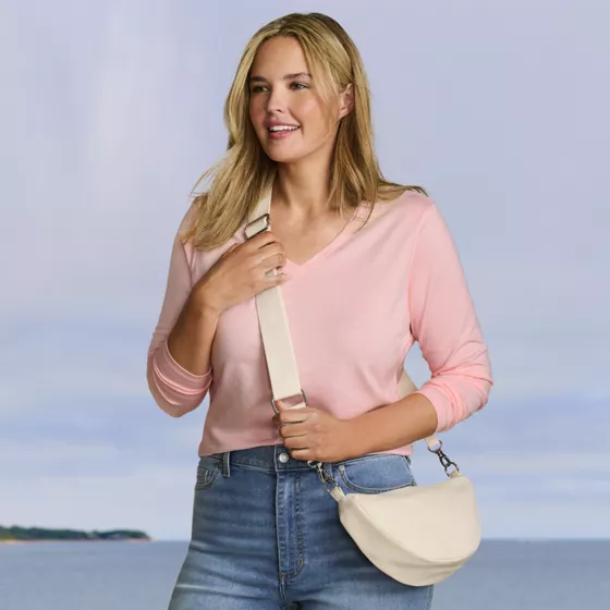 Plus Size Supima Cotton Long Sleeve V-Neck T-Shirt - primary