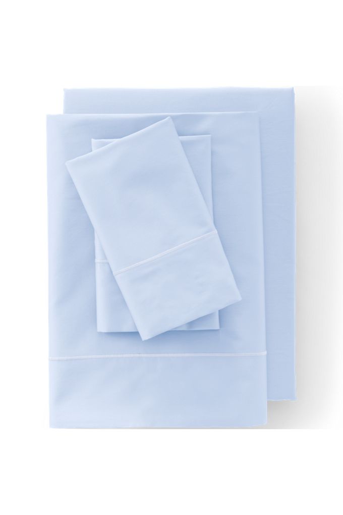 Lands' End 400 Thread Count Premium Supima Cotton Sateen Bed Sheet Set In Blue